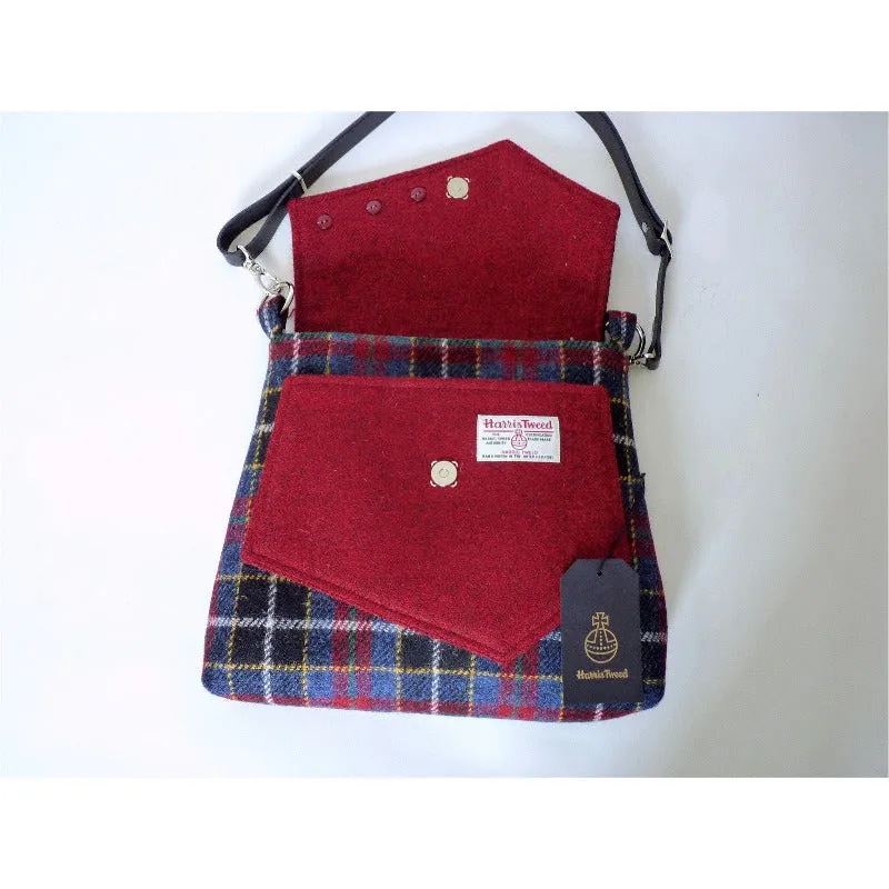 Harris Tweed Bag - Aylsham Shoulder Bag - Blue, Black & Red