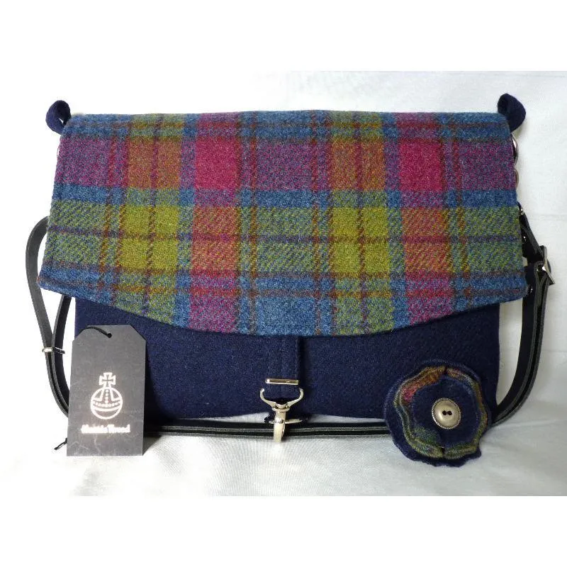 Harris Tweed Bag - Ingleborough Messenger Bag - Navy & Multi