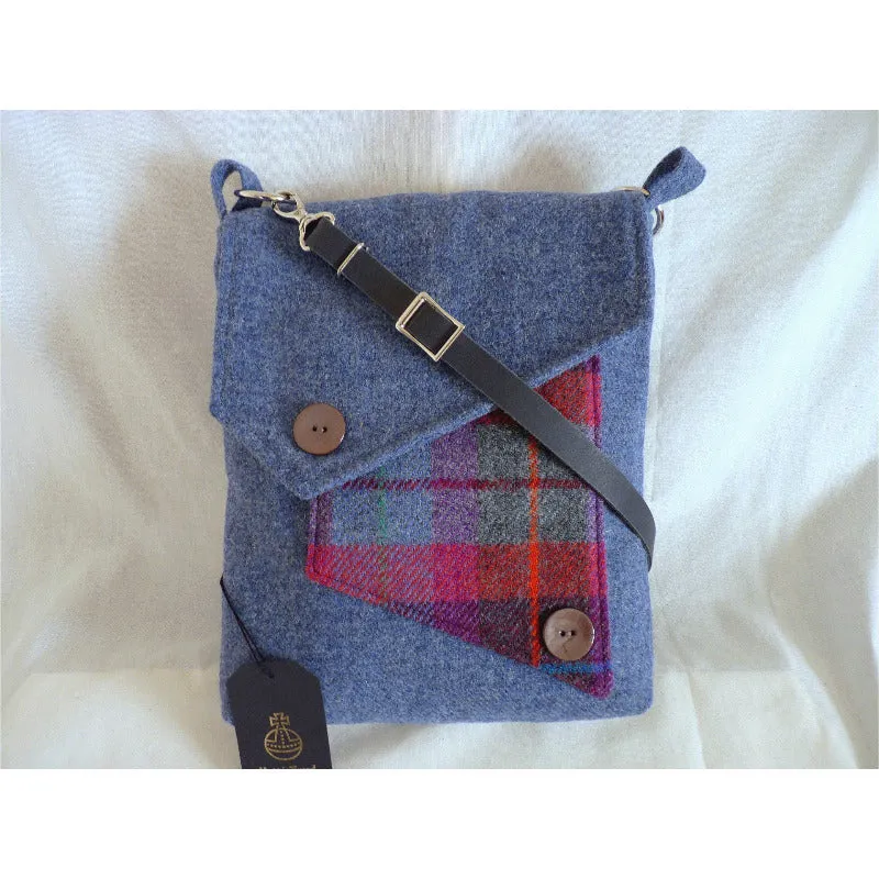 Harris Tweed Bag - Mortson Quay Messenger Bag - Chalky Blue | Tweed Bag Creations