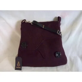 Harris Tweed Bag - Saxted Shoulder Bag - Maroon Herringbone