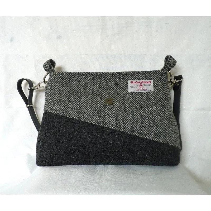 Harris Tweed Bag - Sedgeford Shoulder Bag - Black & Herringbone