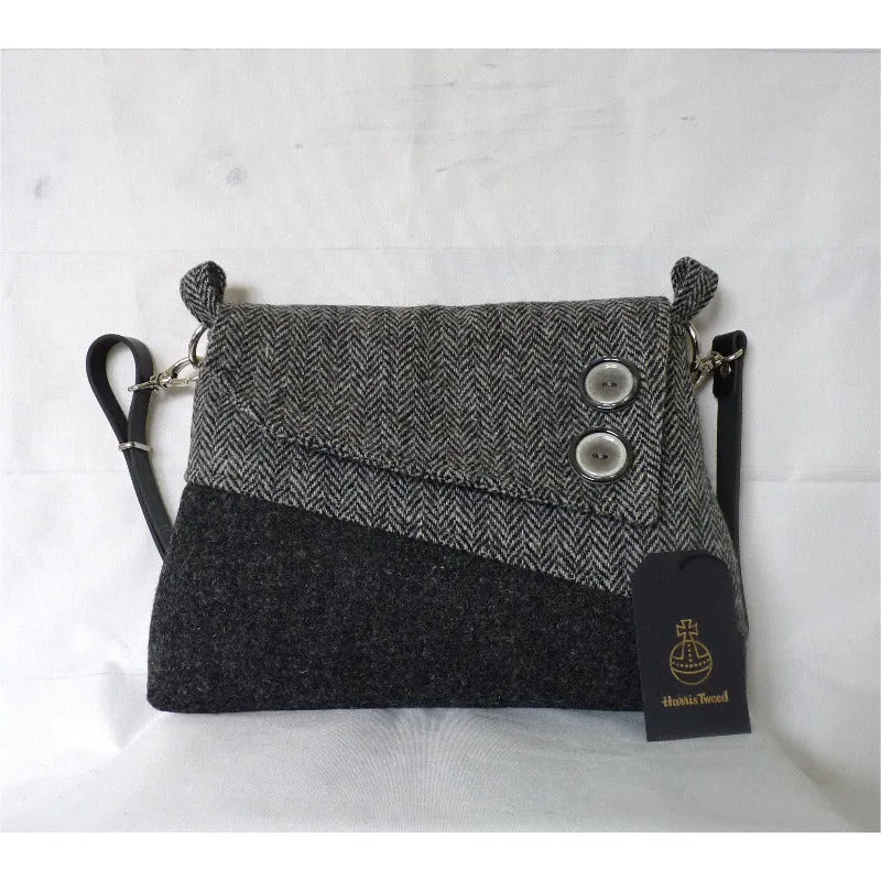 Harris Tweed Bag - Sedgeford Shoulder Bag - Black & Herringbone