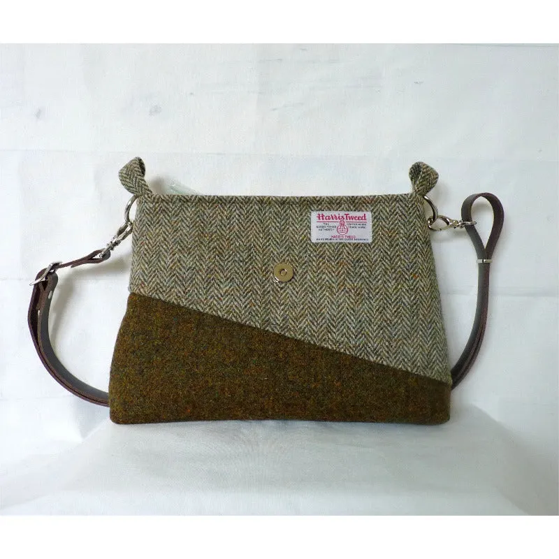 Harris Tweed Bag - Sedgeford Shoulder Bag - Green & Herringbone