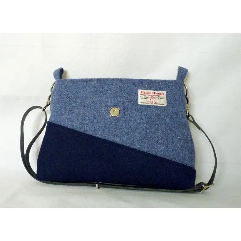 Harris Tweed Bag - Sedgeford Shoulder Bag - Navy & Mid Blue | Tweed Bag Creations