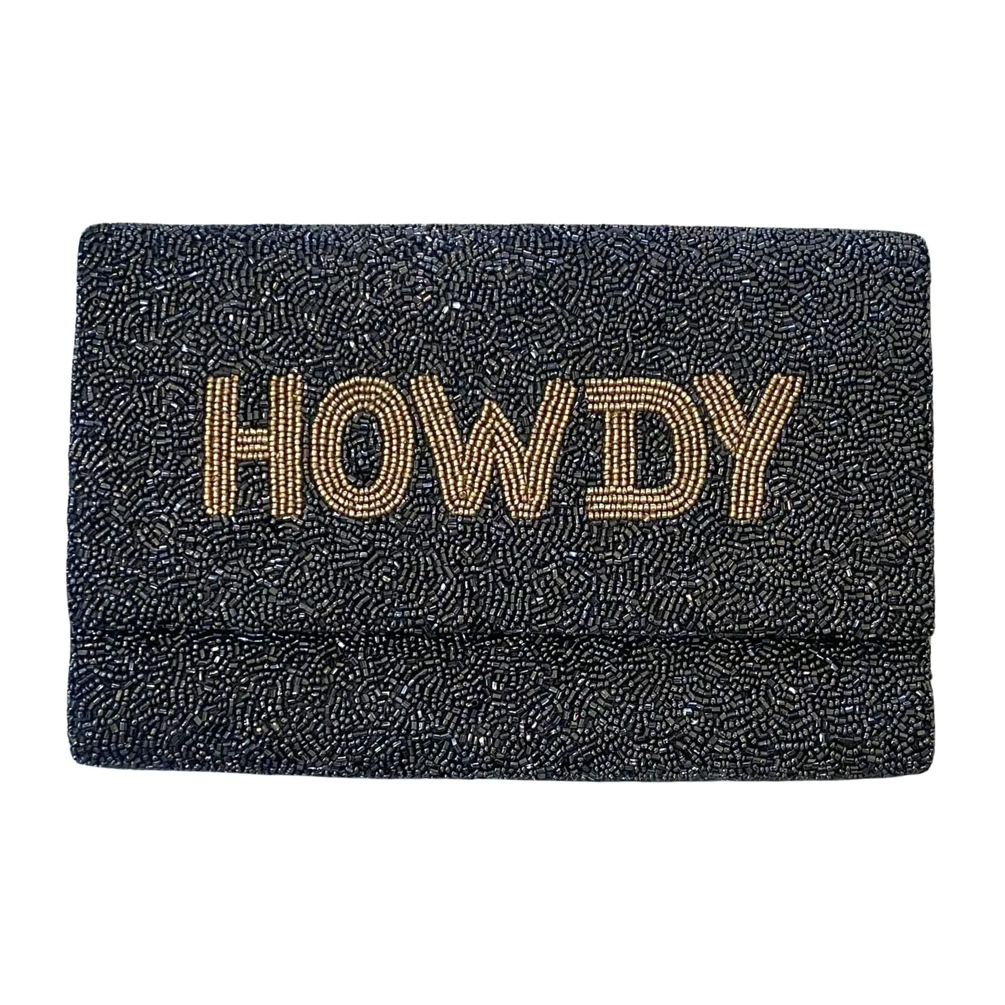 Howdy Beaded Clutch-Black