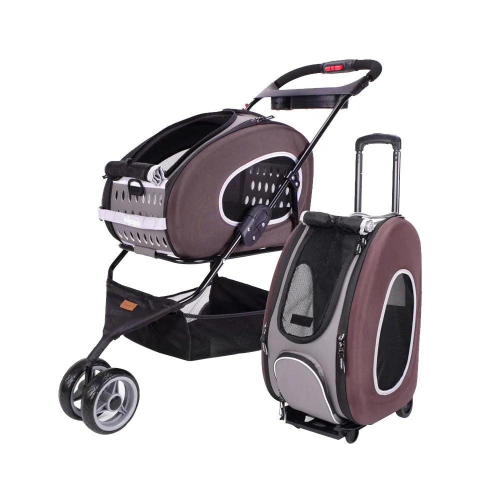 Ibiyaya 5-1 Combo Eva Pet Carrier/Pram/Stroller Chocolate.