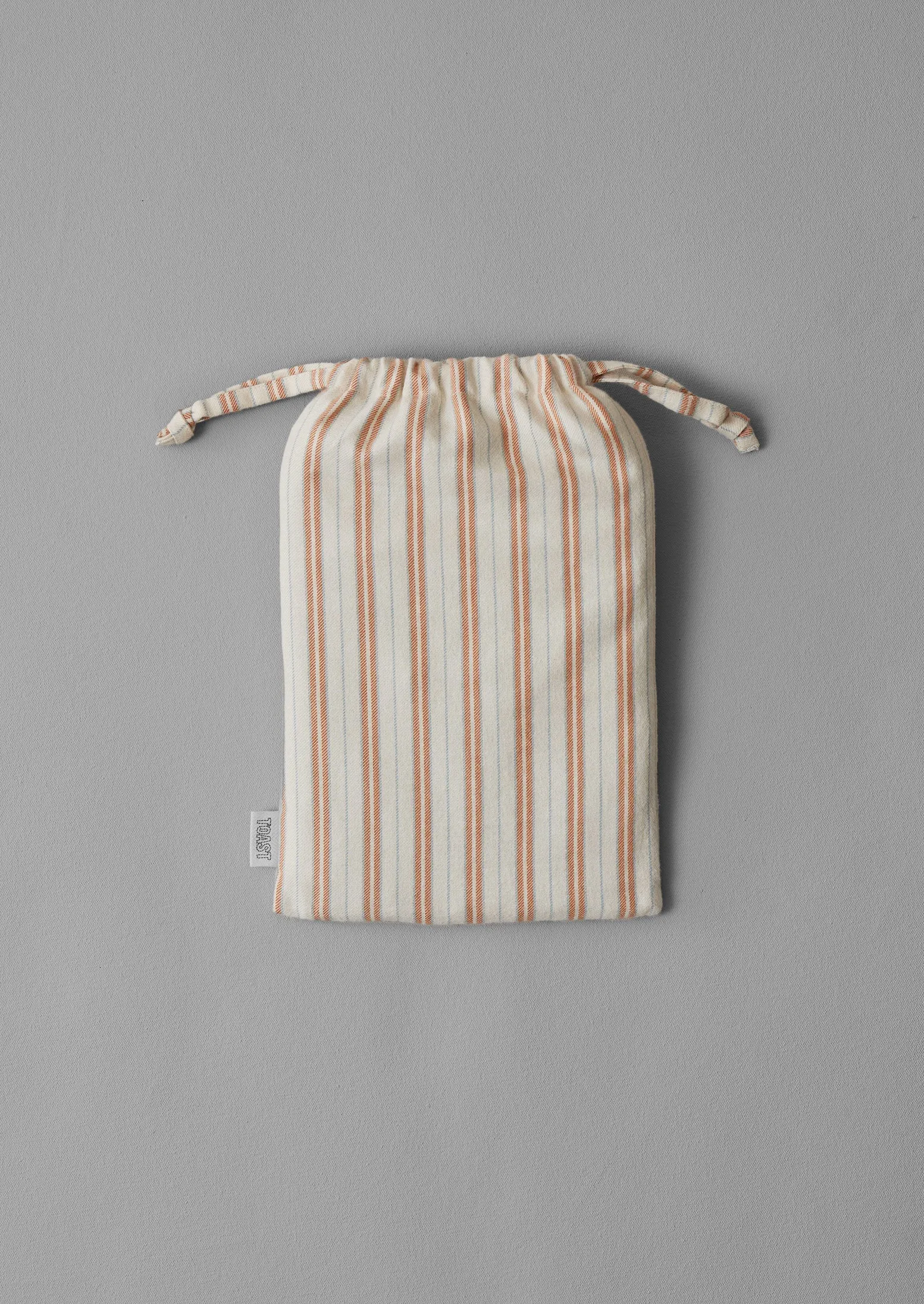 Ines Flannel Stripe Cotton Oxford Pillowcase Set | Apricot/Soft Blue