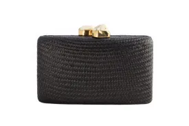 Kayu Jen Clutch with White Stones in Black