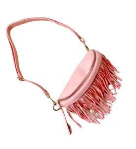 Light Pink Suede removeable Fringe Fanny Pack - Bum Bag