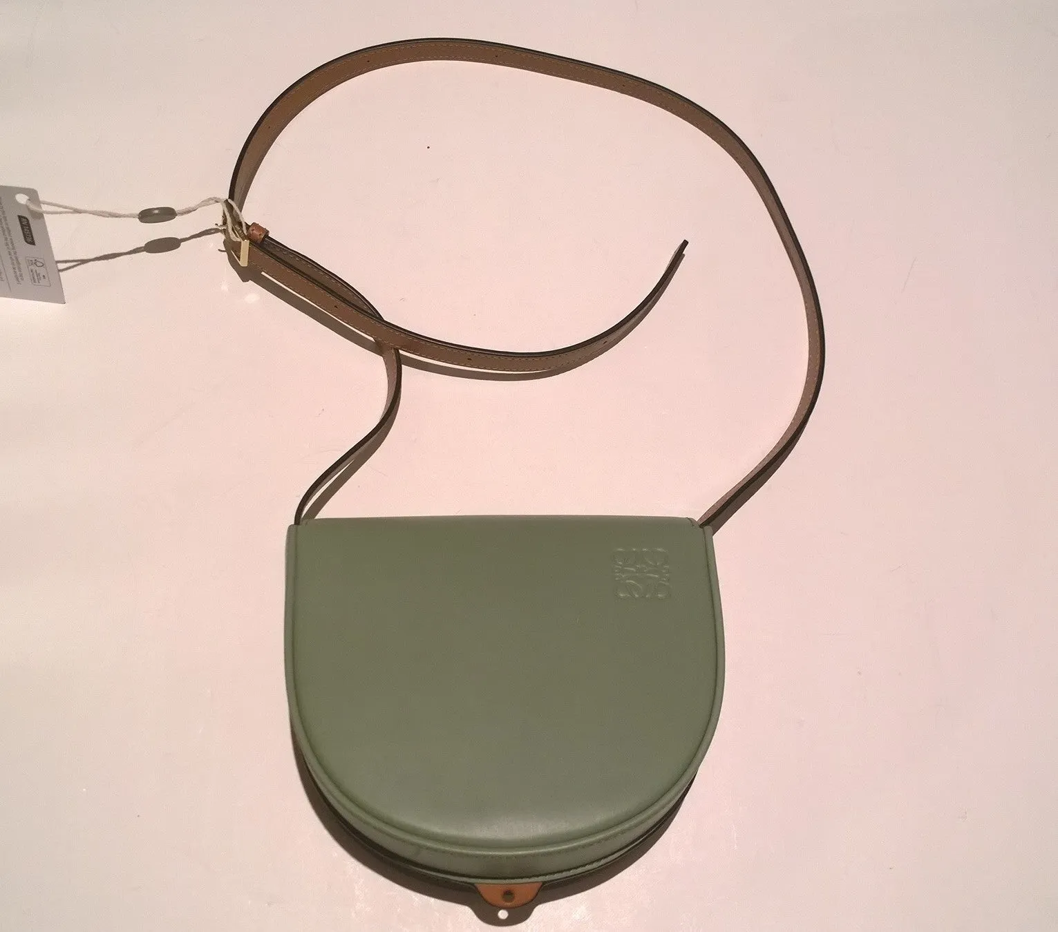 Loewe Duo Heel Bag in Rosemary Green and Tan Brown Crossbody Purse