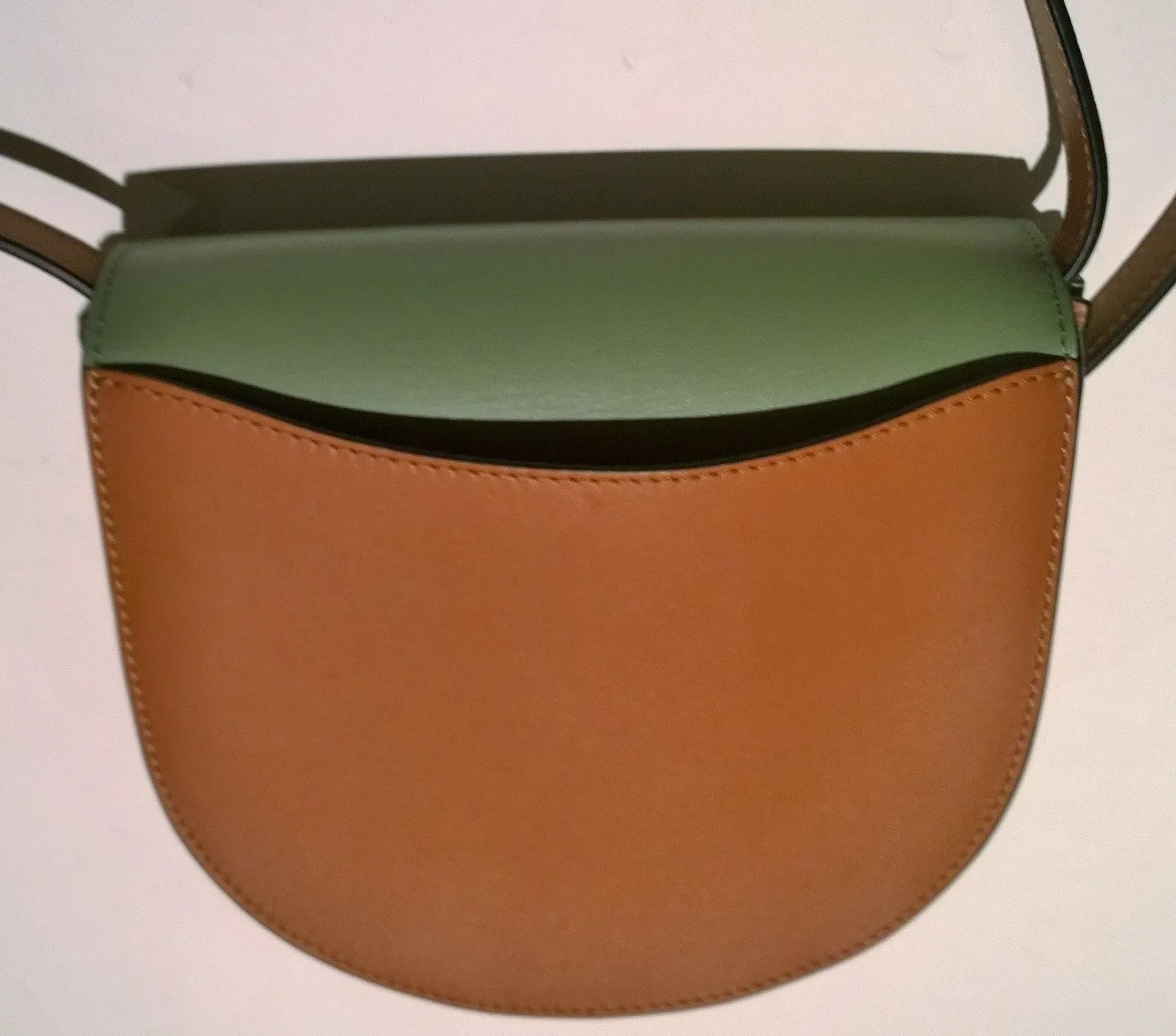 Loewe Duo Heel Bag in Rosemary Green and Tan Brown Crossbody Purse