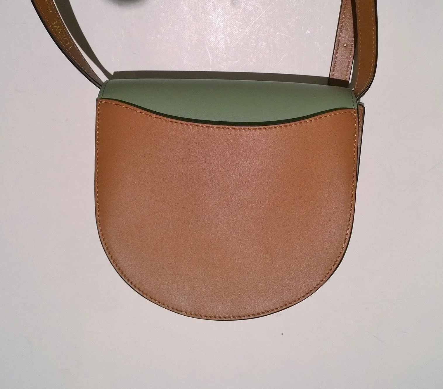 Loewe Duo Heel Bag in Rosemary Green and Tan Brown Crossbody Purse