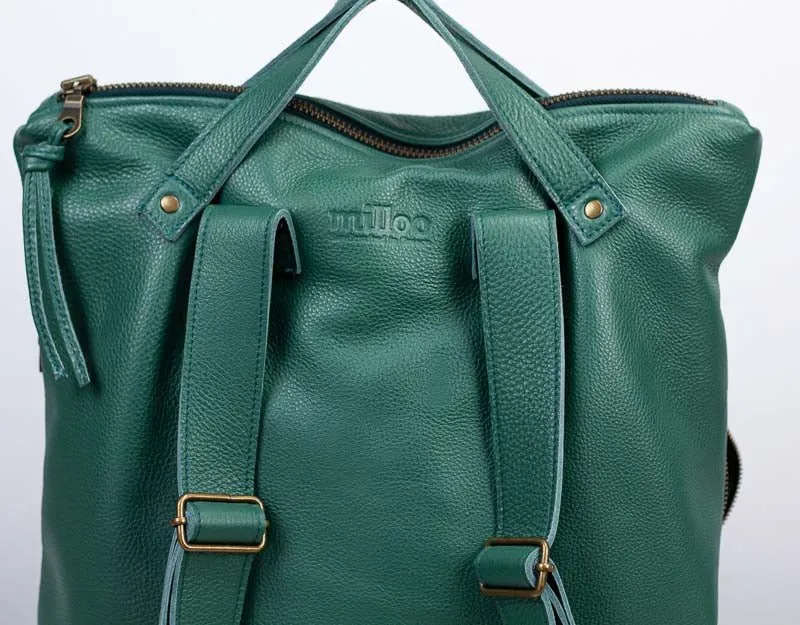 Minos backpack - Petrol green leather