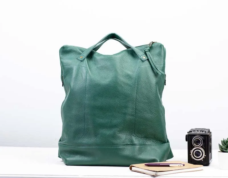 Minos backpack - Petrol green leather