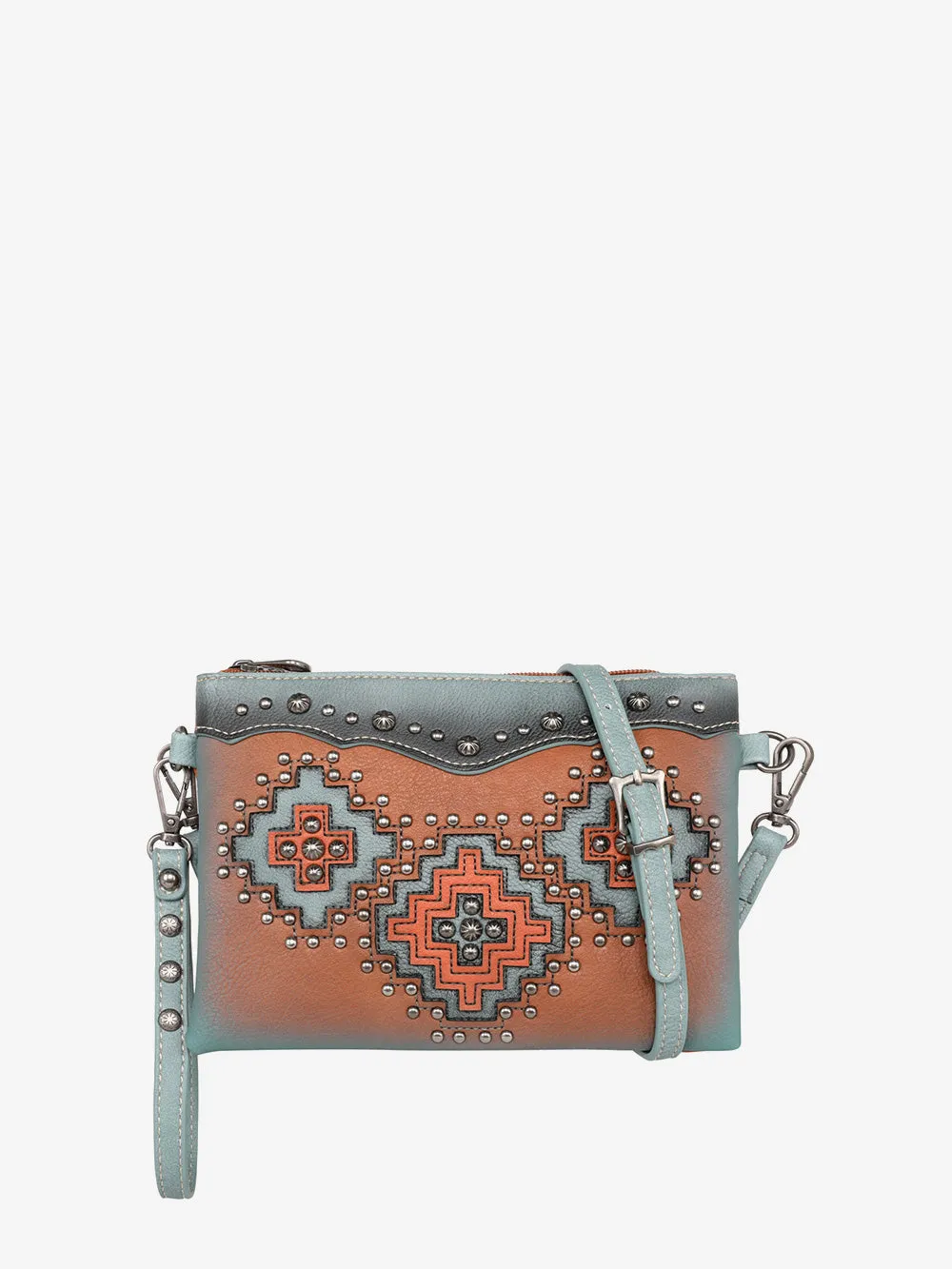 Montana West Cut-out Aztec Applique Crossbody Wristlet