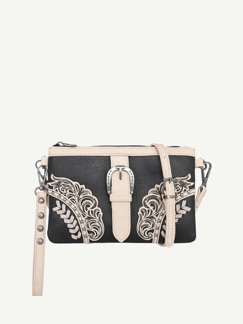 Montana West Cut-Out Floral Buckle Crossbody Clutch