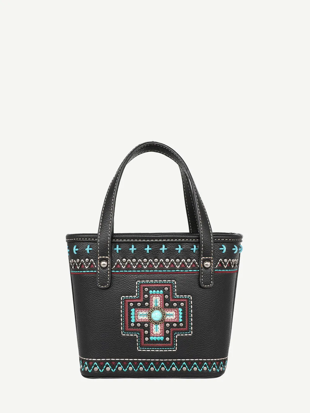 Montana West Embroidered Cross Concho Crossbody Mini Tote