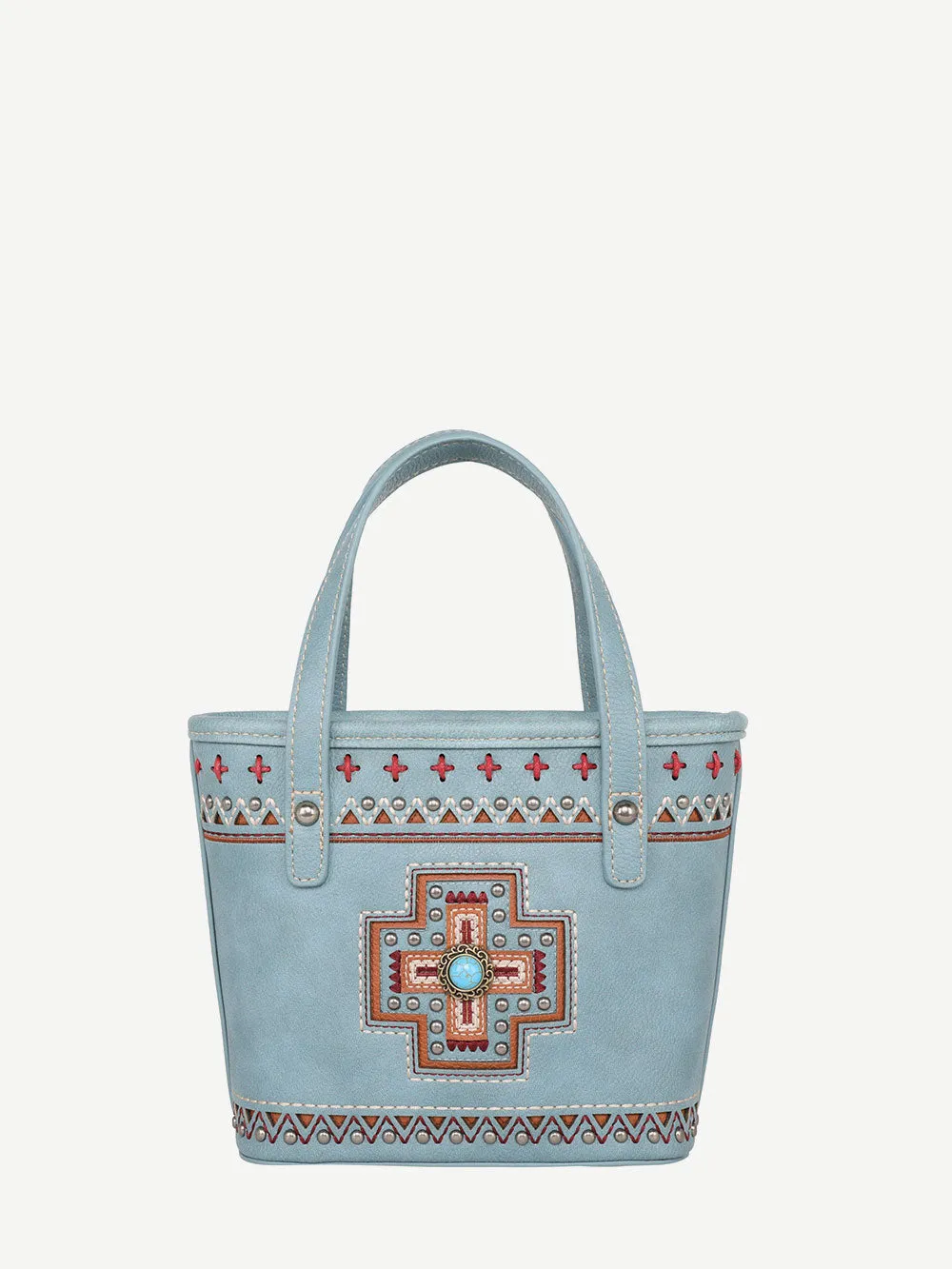 Montana West Embroidered Cross Concho Crossbody Mini Tote