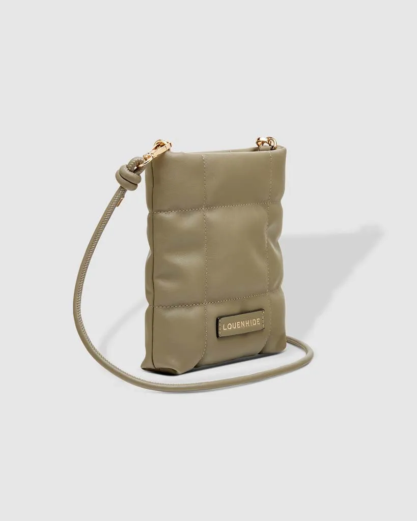 Phoebe Puffer Phone Crossbody Bag | Khaki