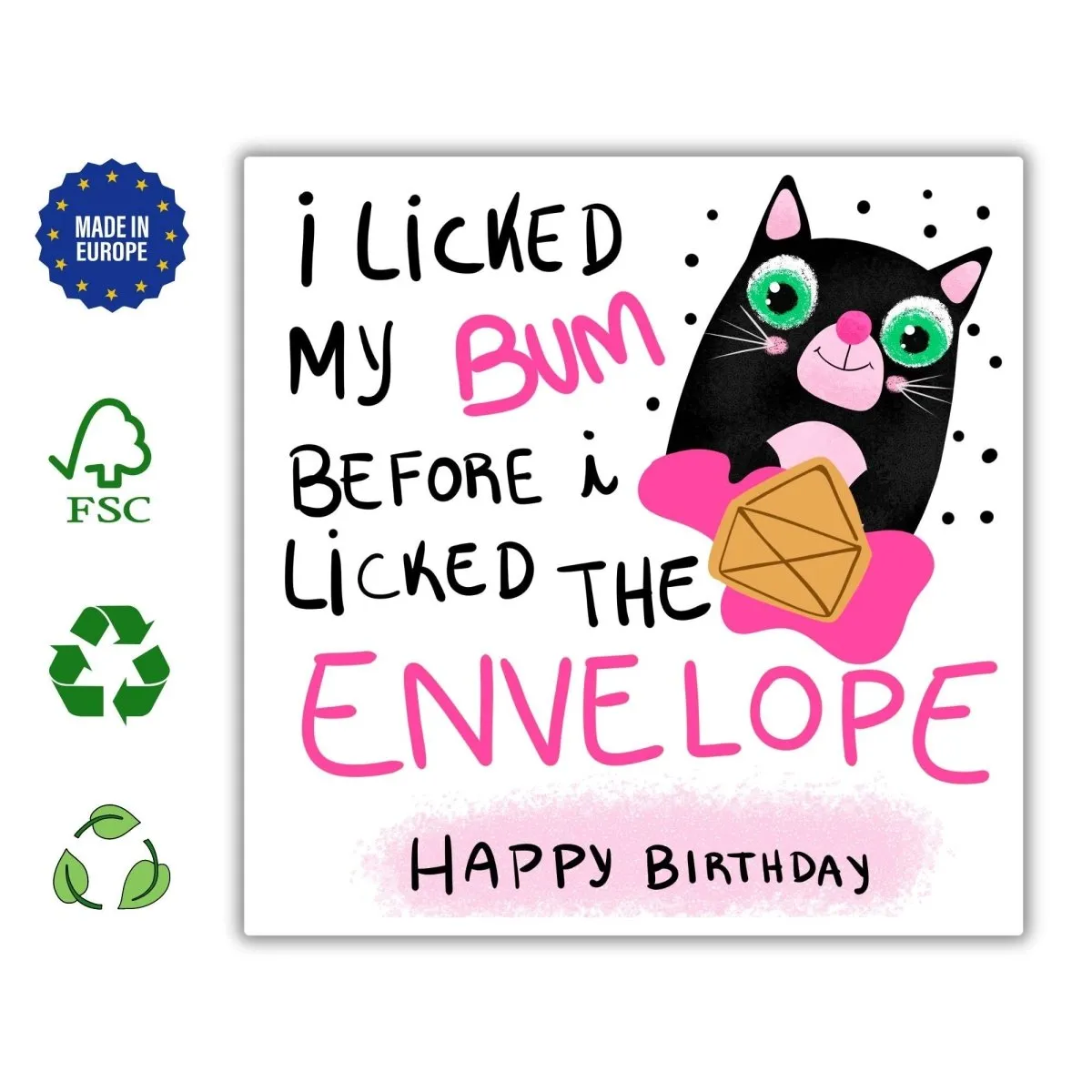 Printed Birthday Card, Funny Cat Birthday for Friend, Mom, Dad, Greeting Cards with Envelope, Kitty Postcards