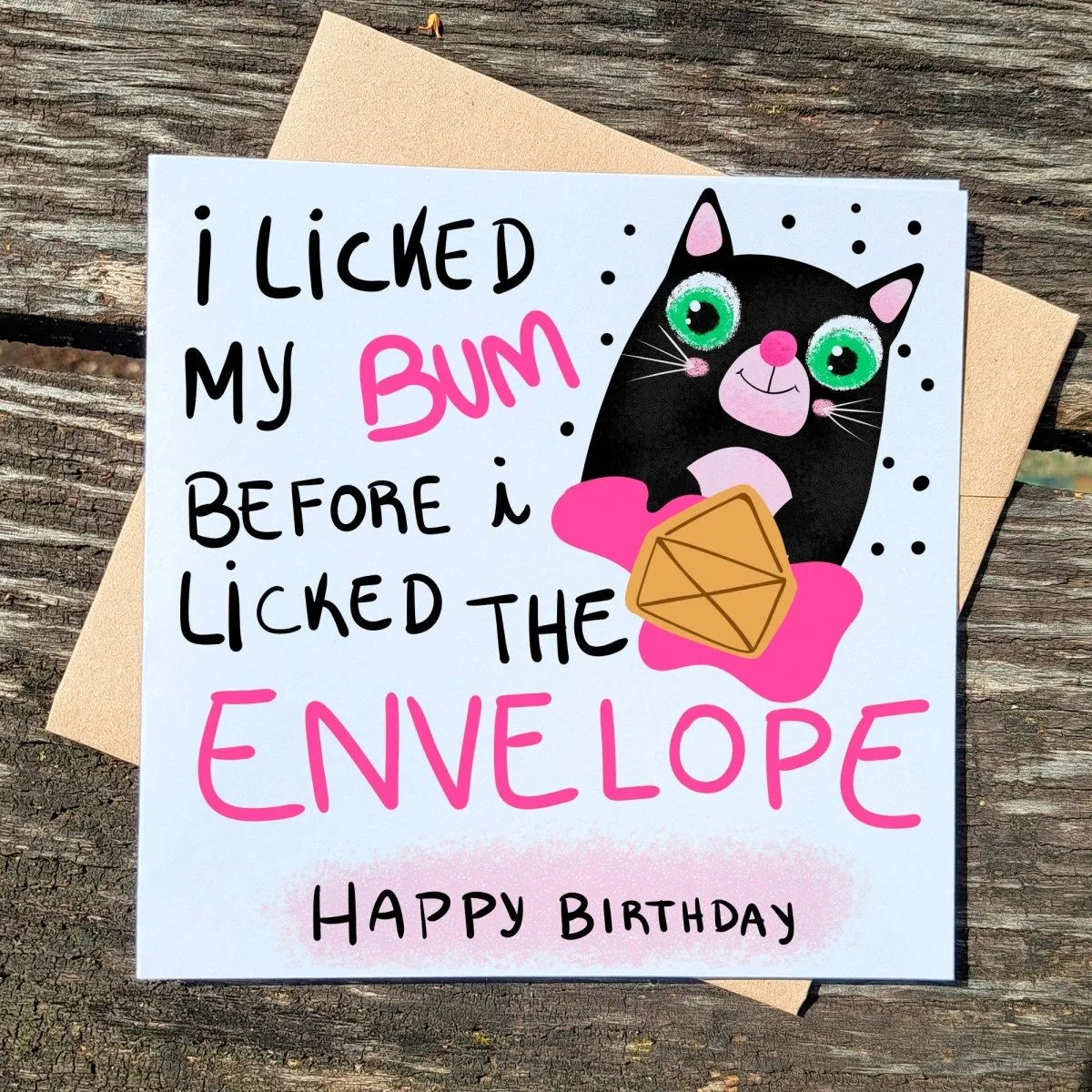 Printed Birthday Card, Funny Cat Birthday for Friend, Mom, Dad, Greeting Cards with Envelope, Kitty Postcards