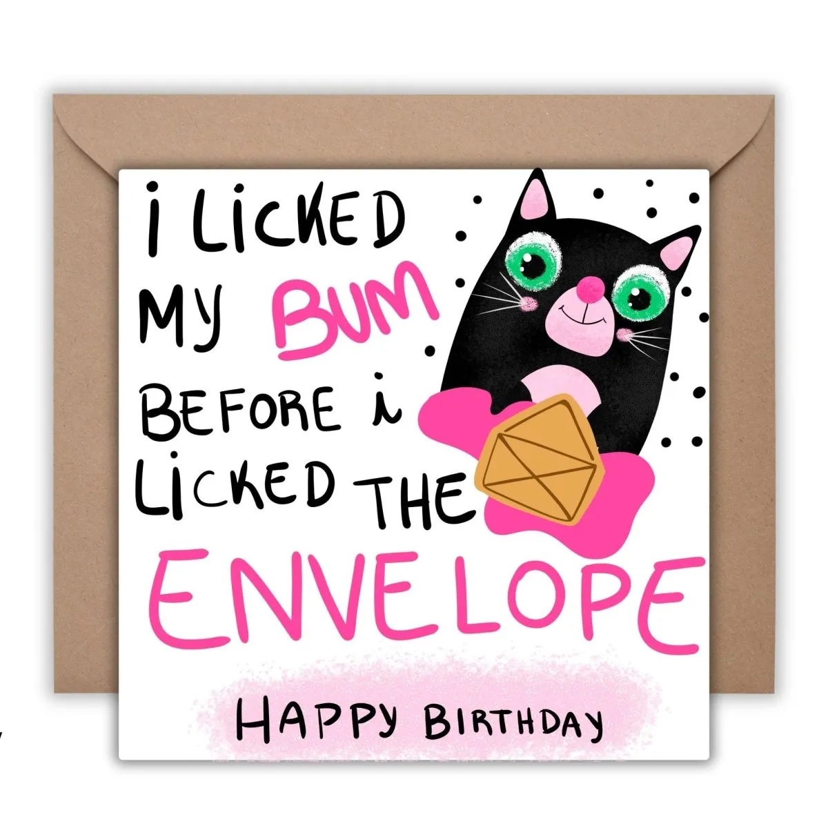 Printed Birthday Card, Funny Cat Birthday for Friend, Mom, Dad, Greeting Cards with Envelope, Kitty Postcards