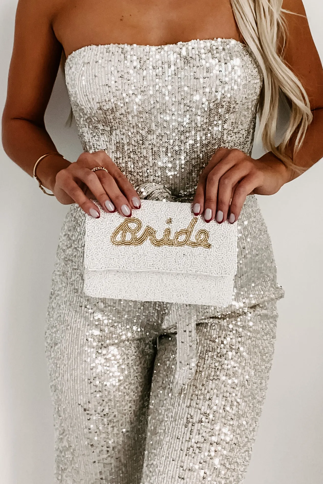 "Bride" Small Beaded Clutch (Ivory)