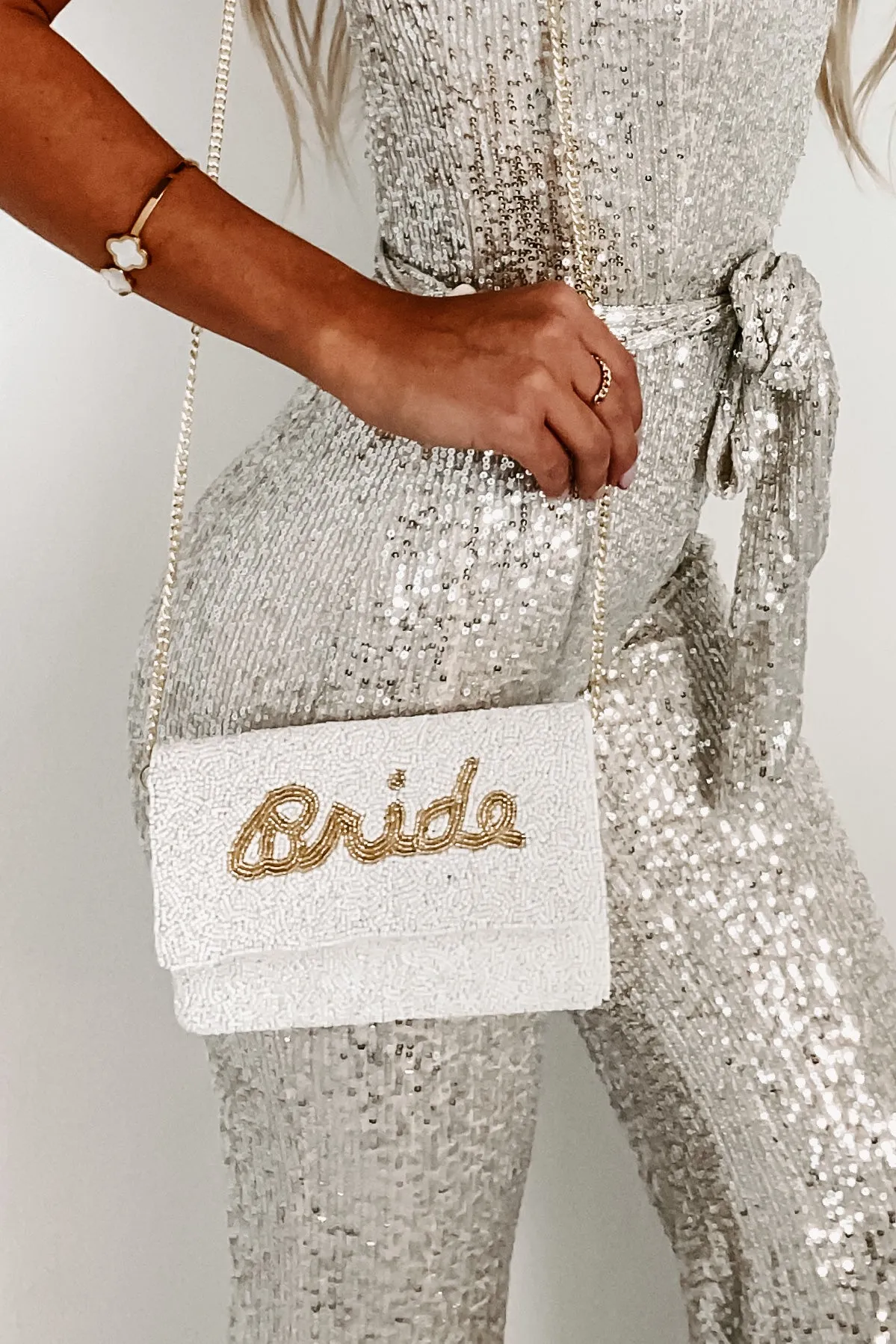 "Bride" Small Beaded Clutch (Ivory)