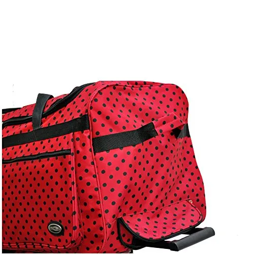 "E-Z Roll" 36" Polka Dots Rolling Duffel Bag with 3 Colors (Brown/Aqua)