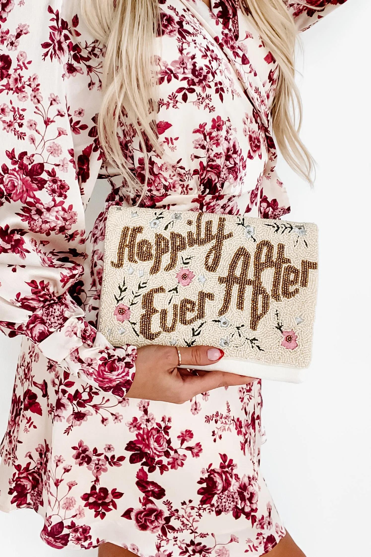 "Happily Ever After" Beaded Clutch (Ivory/Gold)