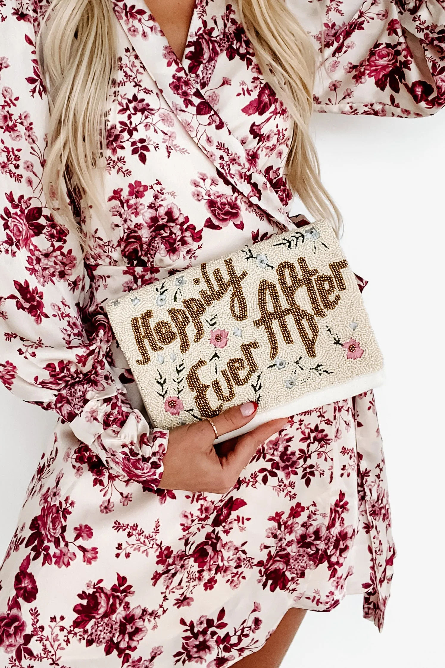 "Happily Ever After" Beaded Clutch (Ivory/Gold)