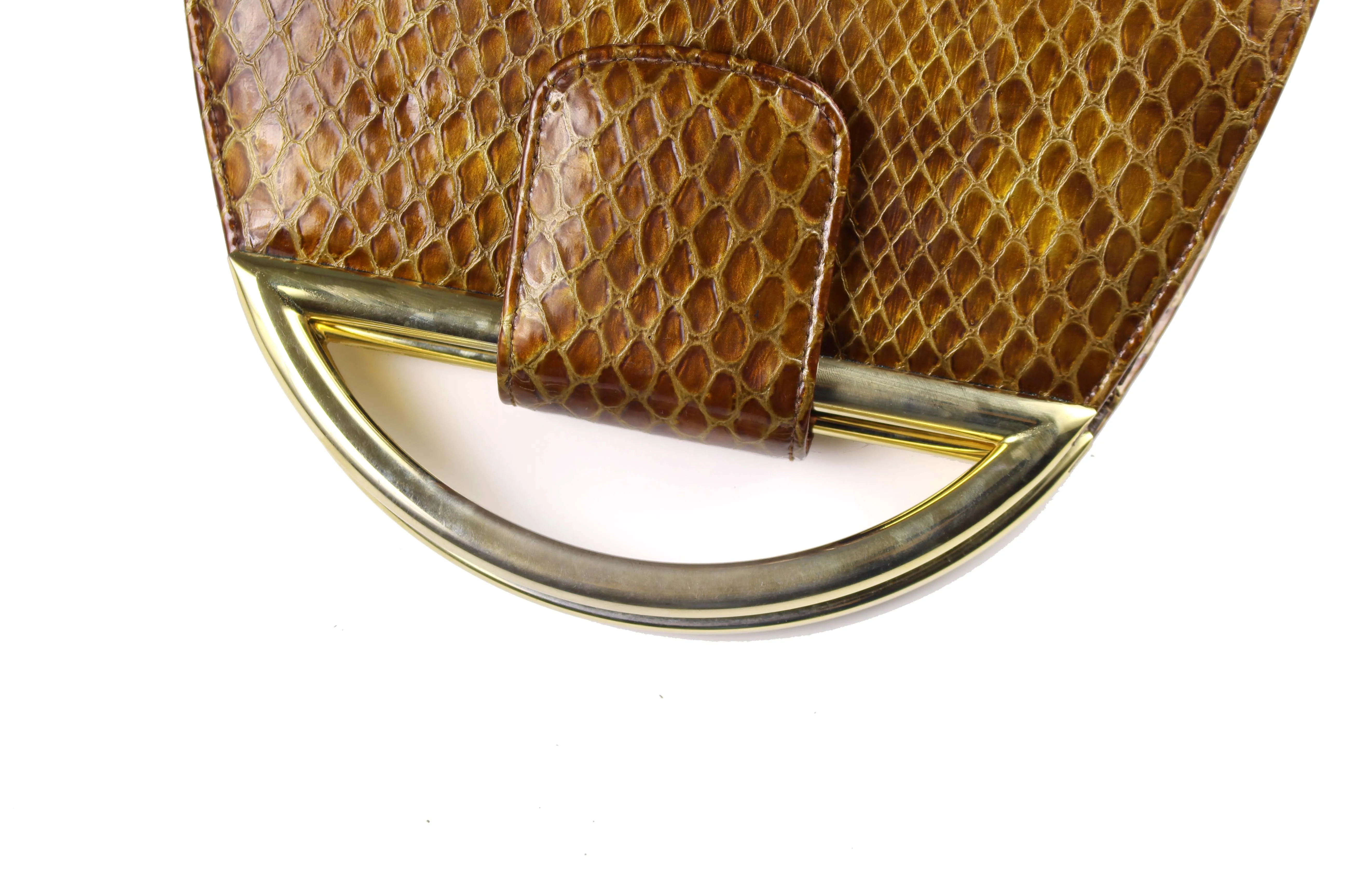 STUART WEITZMAN embossed snakeskin caramel handbag