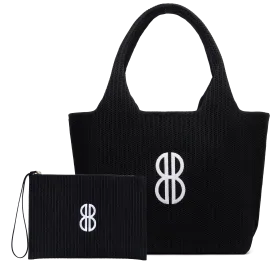 Sutton City Tote - Black Stripe Monogram - Large