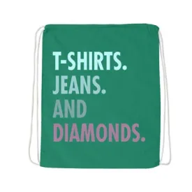 T-Shirts Jeans And Diamonds Drawstring Bag