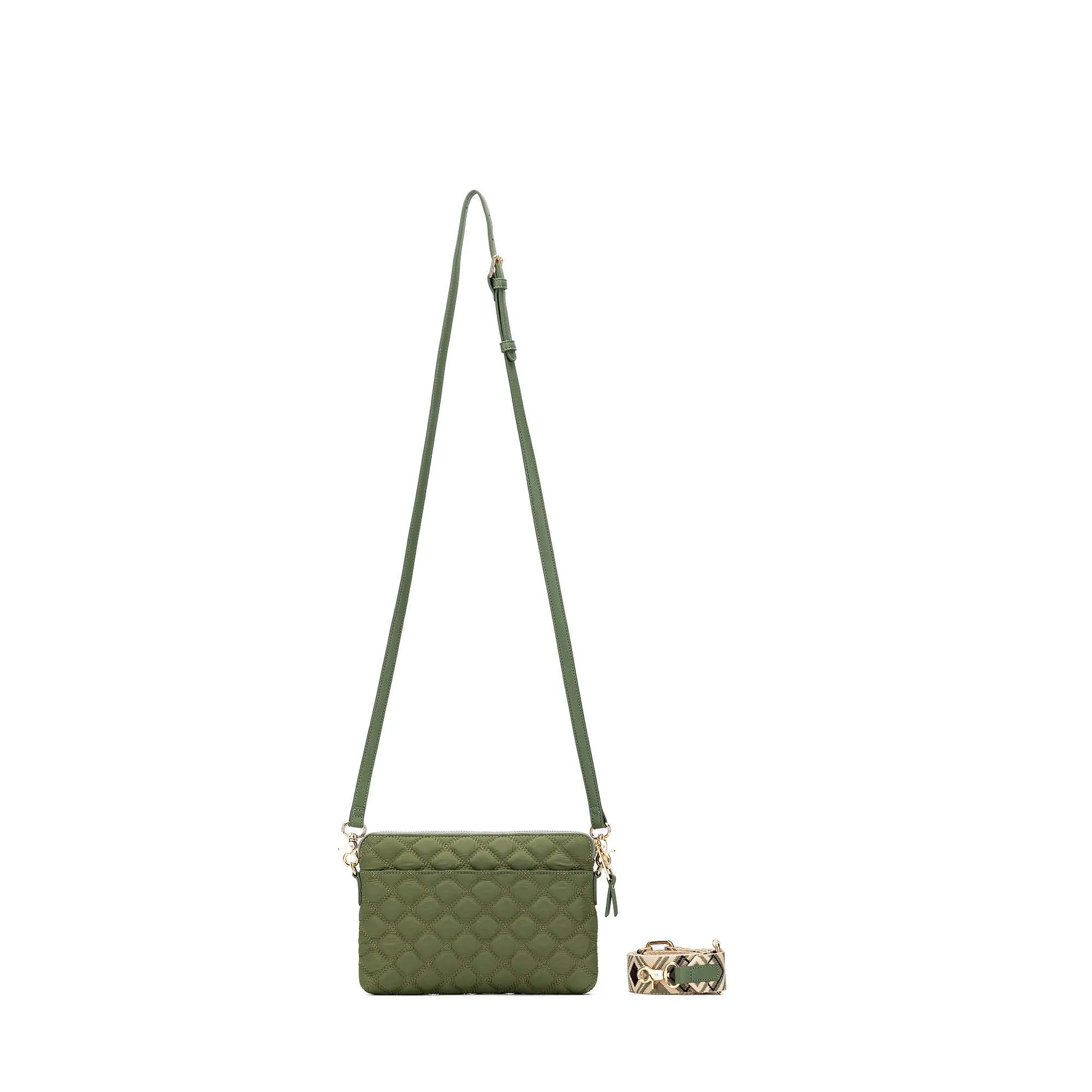 Tribeca Quilted Kiara Khaki Crossbody/Clutch