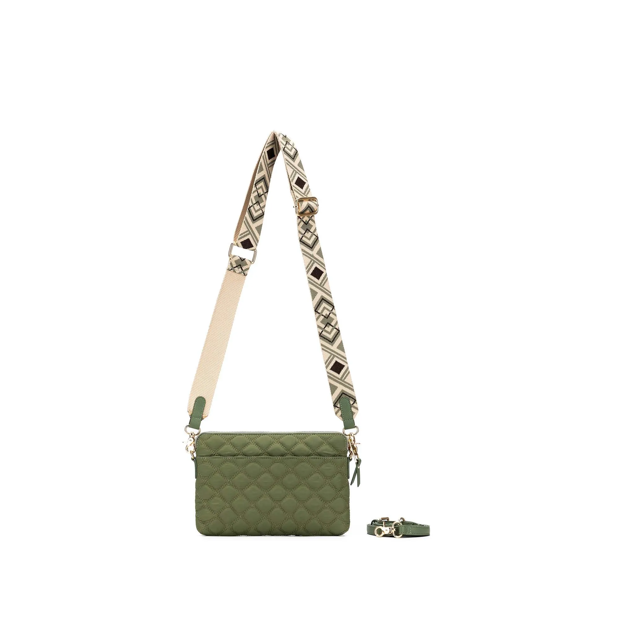 Tribeca Quilted Kiara Khaki Crossbody/Clutch