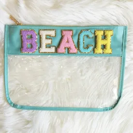 Varsity Chenille Letter Pouch Travel Organizer- Beach