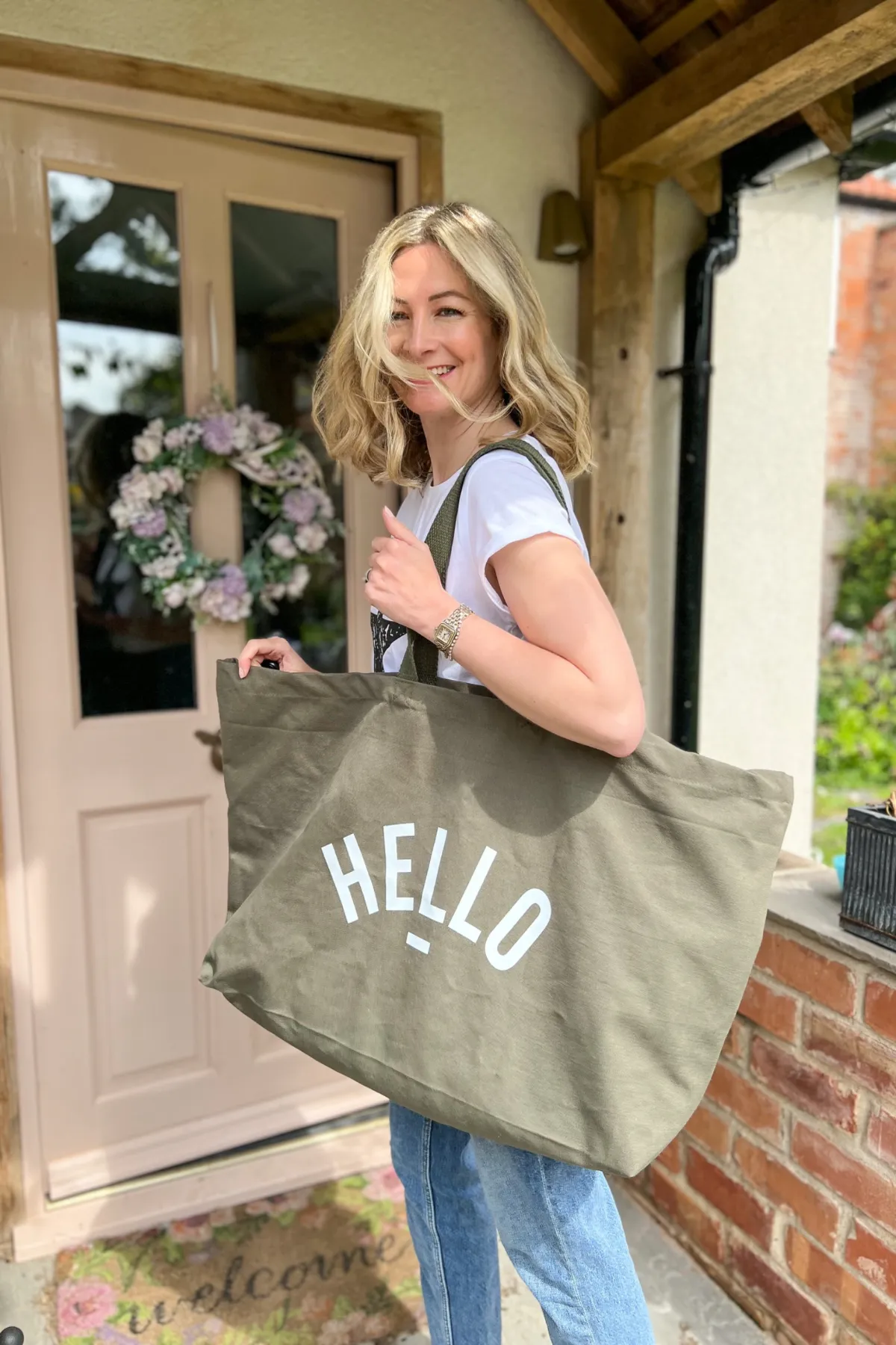 XL Hello Beach Bag - Olive Green